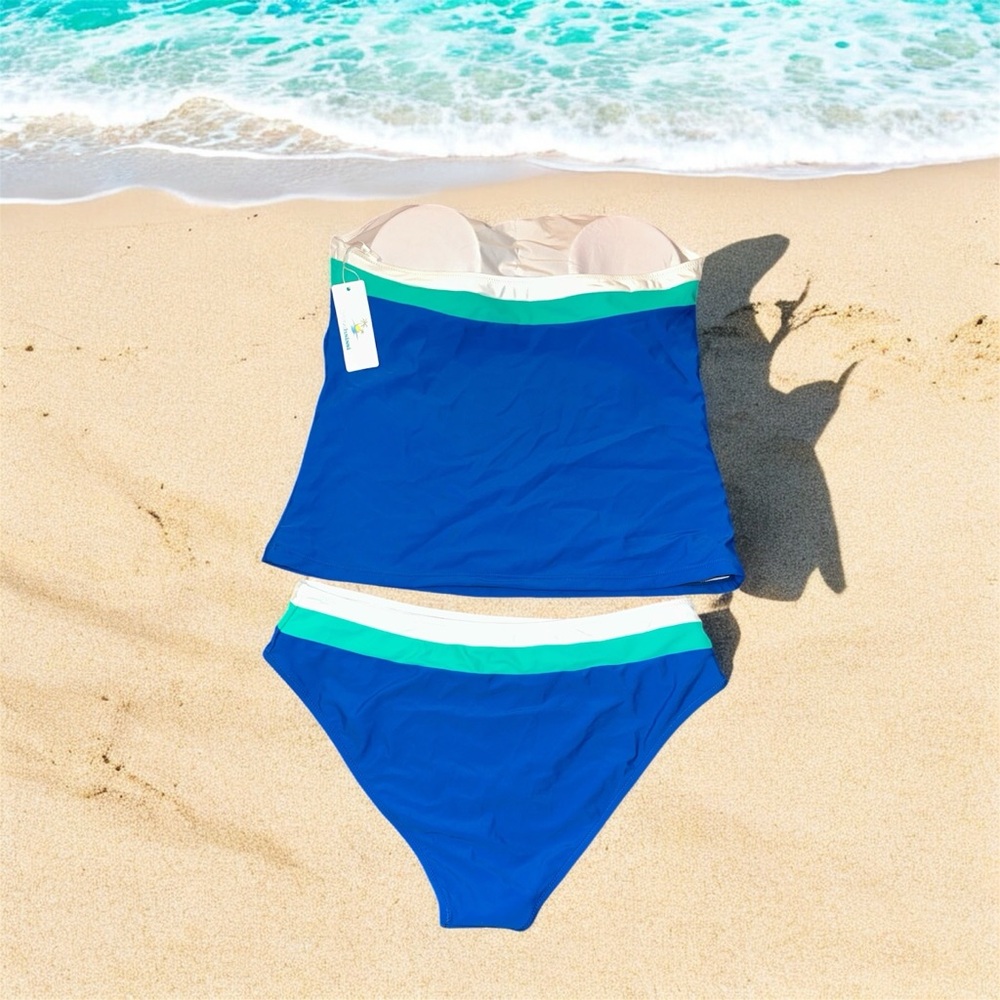 Beachsissi Tummy Control Color Block Tankini Set NWT - Picture 5 of 7
